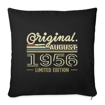 Août 1956 Anniversaire Août 1956 August 1956 Rétro - Housse de coussin décorative 45 x 45 cm - noir - Devant