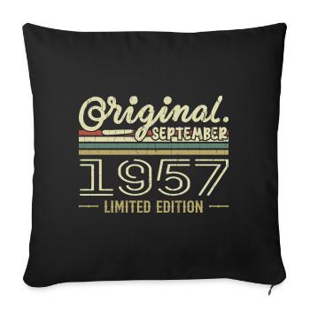 Septembre 1957 Cadeau Anniversaire September 1957 - Housse de coussin décorative 45 x 45 cm - noir - Devant