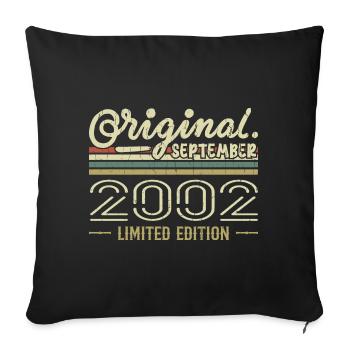 Septembre 2002 Cadeau Anniversaire September 2002 - Housse de coussin décorative 45 x 45 cm - noir - Devant