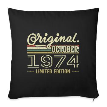 Born in October 1974 Retro Birthday October 1974 - Sofa pillowcase 17,3'' x 17,3'' (45 x 45 cm) - black - Front