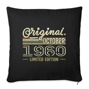 Born in October 1960 Retro Birthday October 1960 - Sofa pillowcase 17,3'' x 17,3'' (45 x 45 cm) - black - Front