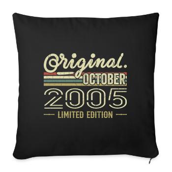 Né en Octobre 2005 Rétro Anniversaire Octobre 2005 - Housse de coussin décorative 45 x 45 cm - noir - Devant