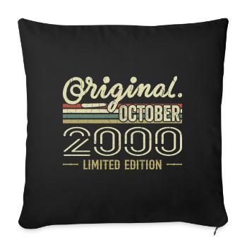 Born in October 2000 Retro Birthday October 2000 - Sofa pillowcase 17,3'' x 17,3'' (45 x 45 cm) - black - Front