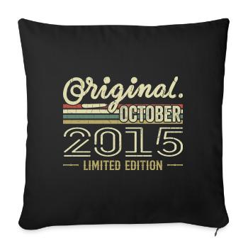 Born in October 2015 Retro Birthday October 2015 - Sofa pillowcase 17,3'' x 17,3'' (45 x 45 cm) - black - Front
