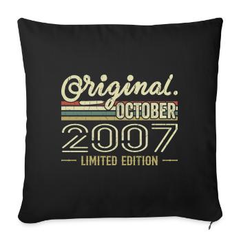 Born in October 2007 Retro Birthday October 2007 - Sofa pillowcase 17,3'' x 17,3'' (45 x 45 cm) - black - Front