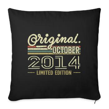 Né en Octobre 2014 Rétro Anniversaire Octobre 2014 - Housse de coussin décorative 45 x 45 cm - noir - Devant