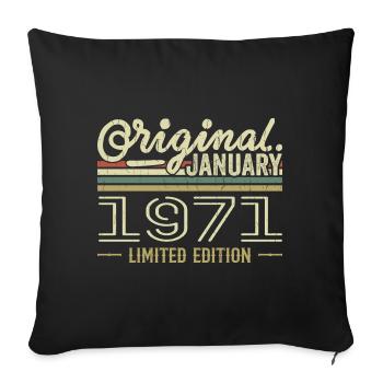 Janvier 1971 anniversaire Janvier 1971 cadeau 1971 - Housse de coussin décorative 45 x 45 cm - noir - Devant