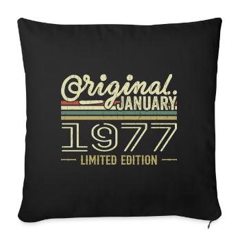 Janvier 1977 anniversaire Janvier 1977 cadeau 1977 - Housse de coussin décorative 45 x 45 cm - noir - Devant