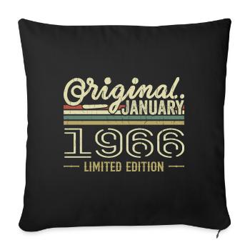 January 1966 Birthday January 1966 Gift 1966 - Sofa pillowcase 17,3'' x 17,3'' (45 x 45 cm) - black - Front