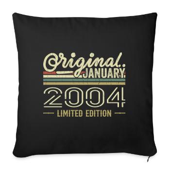 Janvier 2004 anniversaire Janvier 2004 cadeau 2004 - Housse de coussin décorative 45 x 45 cm - noir - Devant