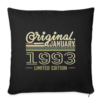 Janvier 1993 anniversaire Janvier 1993 cadeau 1993 - Housse de coussin décorative 45 x 45 cm - noir - Devant