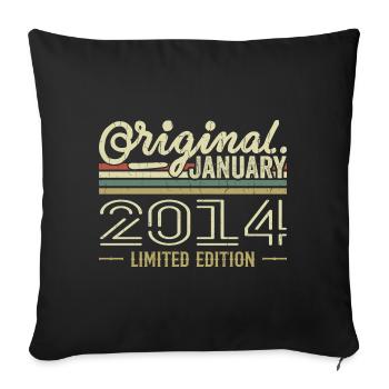 Janvier 2014 anniversaire Janvier 2014 cadeau 2014 - Housse de coussin décorative 45 x 45 cm - noir - Devant