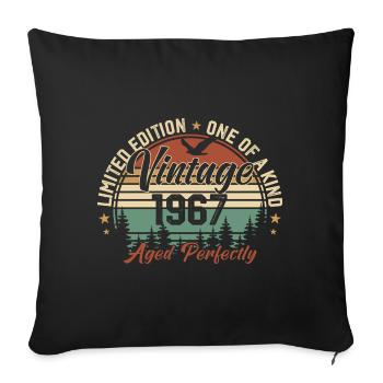 Vintage 1967 Rétro 1967 Cadeau D'anniversaire 1967 - Housse de coussin décorative 45 x 45 cm - noir - Devant