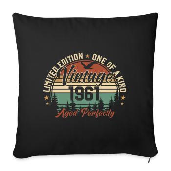 Vintage 1961 Rétro 1961 Cadeau D'anniversaire 1961 - Housse de coussin décorative 45 x 45 cm - noir - Devant
