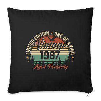 Vintage 1987 Rétro 1987 Cadeau D'anniversaire 1987 - Housse de coussin décorative 45 x 45 cm - noir - Devant