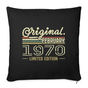 Cadeau Février 1970 - Anniversaire Février 1970 - Housse de coussin décorative 45 x 45 cm - noir - Devant