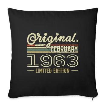 Cadeau Février 1963 - Anniversaire Février 1963 - Housse de coussin décorative 45 x 45 cm - noir - Devant