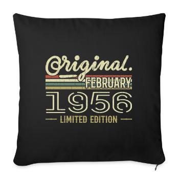 Cadeau Février 1956 - Anniversaire Février 1956 - Housse de coussin décorative 45 x 45 cm - noir - Devant