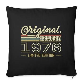 Cadeau Février 1976 - Anniversaire Février 1976 - Housse de coussin décorative 45 x 45 cm - noir - Devant