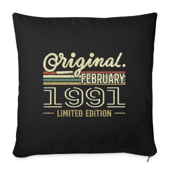 Cadeau Février 1991 - Anniversaire Février 1991 - Housse de coussin décorative 45 x 45 cm - noir - Devant