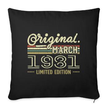 Né en Mars 1981 Cadeau Anniversaire Mars 1981 - Housse de coussin décorative 45 x 45 cm - noir - Devant