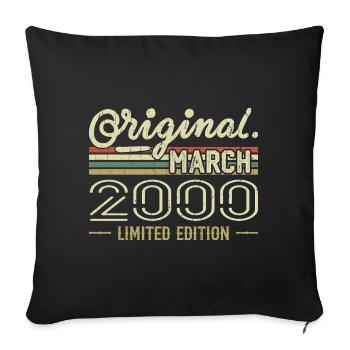 Born in March 2000 Birthday Gift March 2000 - Sofa pillowcase 17,3'' x 17,3'' (45 x 45 cm) - black - Front
