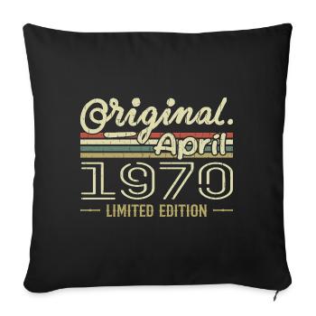 April 1970 55th Anniversary Gift April 1970 - Sofa pillowcase 17,3'' x 17,3'' (45 x 45 cm) - black - Front