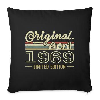 April 1969 56th Anniversary Gift April 1969 - Sofa pillowcase 17,3'' x 17,3'' (45 x 45 cm) - black - Front