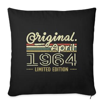 April 1964 61st Anniversary Gift April 1964 - Sofa pillowcase 17,3'' x 17,3'' (45 x 45 cm) - black - Front