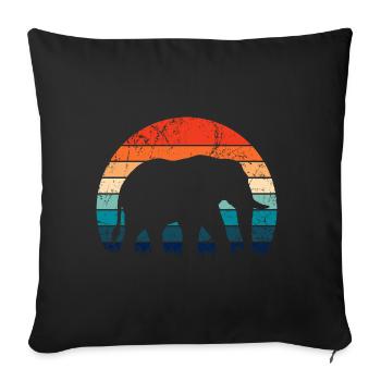 Elephant - big game, tusk, ivory sunset - Sofa pillowcase 17,3'' x 17,3'' (45 x 45 cm) - black - Front