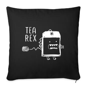 Funny Tea Saying Trex Dinosaur - Sofa pillowcase 17,3'' x 17,3'' (45 x 45 cm) - black - Front