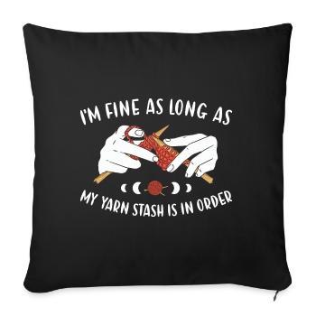 Fine tant que la réserve de fil est en ordre de tricoter - Housse de coussin décorative 45 x 45 cm - noir - Devant