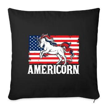 Gedenktag Vierter Juli Americorn Amerikanische Fla - Sofakissenbezug 45 x 45 cm - Schwarz - Vorne