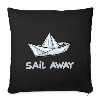 Papierschiff Papierboot Papierschiffchen - Sofakissenbezug 45 x 45 cm - Schwarz - Vorne