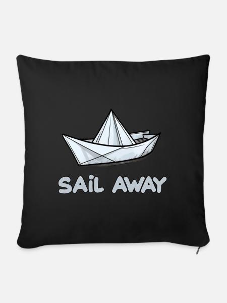 Papierschiff Papierboot Papierschiffchen - Sofakissenbezug 45 x 45 cm - Schwarz