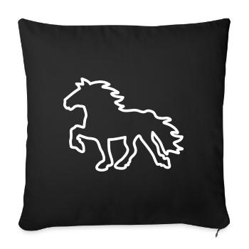 Icelandic Horse Contour (white) - Sofa pillowcase 17,3'' x 17,3'' (45 x 45 cm) - black - Front