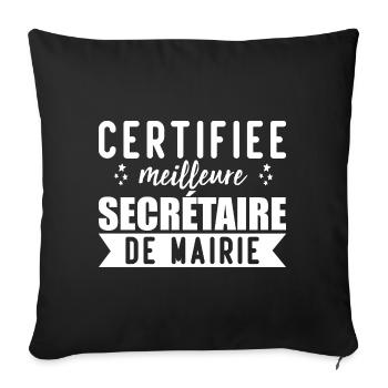 Secrétaire de mairie cadeau pour secrétaire - Housse de coussin décorative 45 x 45 cm - noir - Devant
