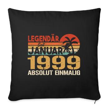 Cadeau d'anniversaire né en janvier 1999 - Housse de coussin décorative 45 x 45 cm - noir - Devant