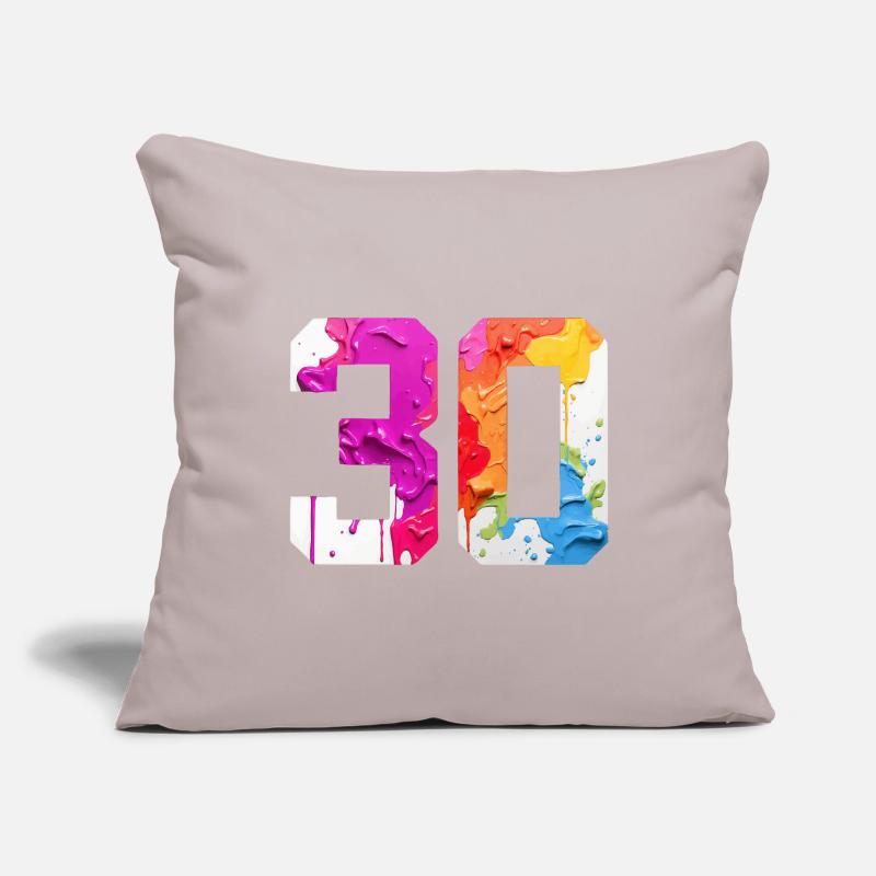 FARBIG NUMMER 30 BUNT 30. GEBURTSTAG Sofakissenbezug 45 x 45 cm