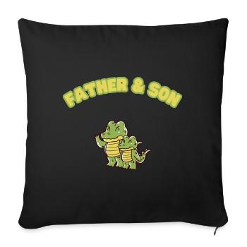 Crocodile Aligator Family Father & Son - Sofakissenbezug 45 x 45 cm - Schwarz - Vorne