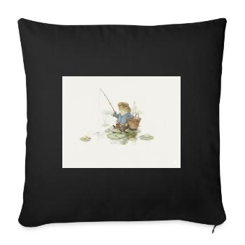 Charmanter Froschfischer Illustration - Sofakissenbezug 45 x 45 cm - Schwarz - Vorne