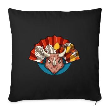 Dinosaurier Triceratops Fächer Handfächer Dino - Sofakissenbezug 45 x 45 cm - Schwarz - Vorne