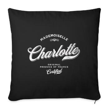 Mademoiselle Charlotte - Housse de coussin décorative 45 x 45 cm - noir - Devant