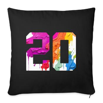 FARBIG NUMMER 20 BUNT 20. GEBURTSTAG - Sofakissenbezug 45 x 45 cm - Schwarz - Vorne
