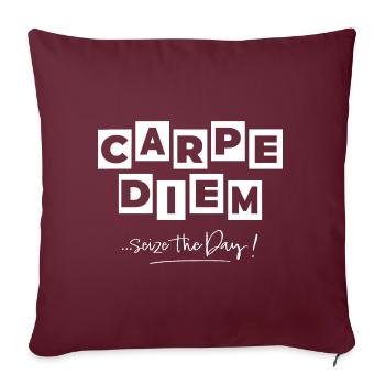 Carpediem comic book style in white - Sofa pillowcase 17,3'' x 17,3'' (45 x 45 cm) - burgundy - Front