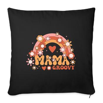 Retro Groovy Mama Family Birthday 60s 70s Hippie - Sofa pillowcase 17,3'' x 17,3'' (45 x 45 cm) - black - Front