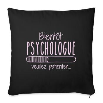 Métier Psychologue En Cours Bientôt Psychologue - Housse de coussin décorative 45 x 45 cm - noir - Devant