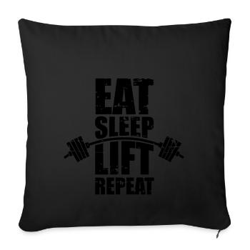Eat sleep lift - Sofa pillowcase 17,3'' x 17,3'' (45 x 45 cm) - black - Front