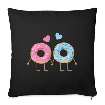 Saint Valentin Couple Amour Saint Valentin Amour Donut - Housse de coussin décorative 45 x 45 cm - noir - Devant