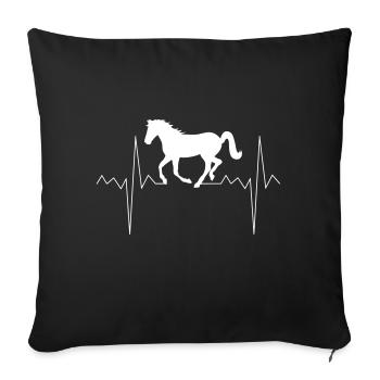 Fréquence cardiaque pouls pouls cheval cavalier cadeau - Housse de coussin décorative 45 x 45 cm - noir - Devant
